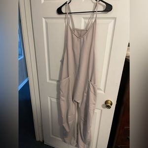 Tan wide leg jumpsuit